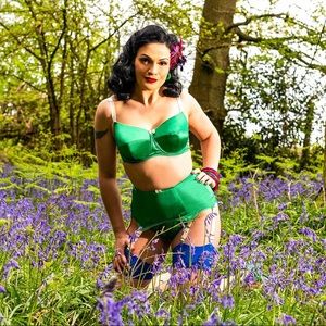 What Katie Did Green Satine Bra NWT 36F